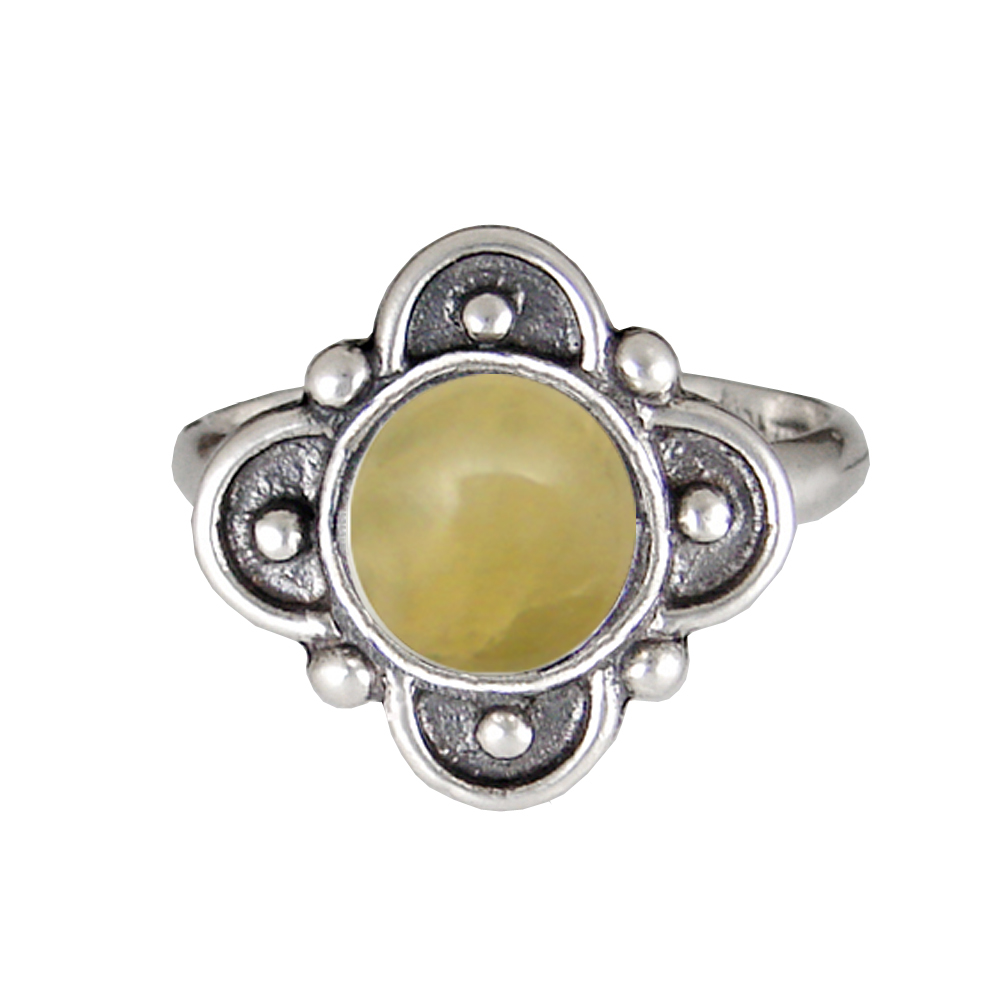 Sterling Silver Gemstone Ring With Yellow Jade Size 5 Sterling Silver Gemstone Ring With Yellow Jade Size 5